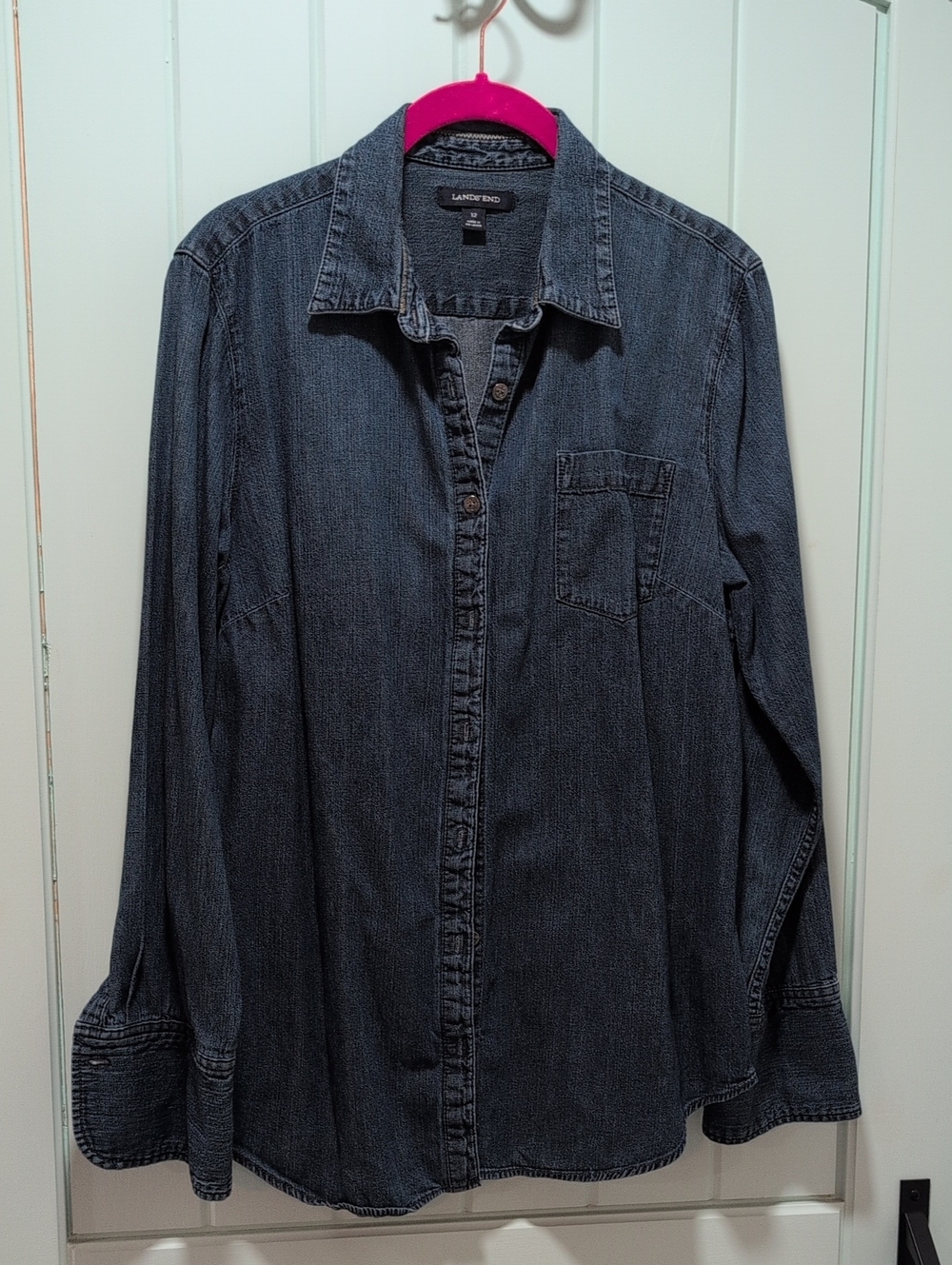 Lands' End Navy Denim Collar Shirt